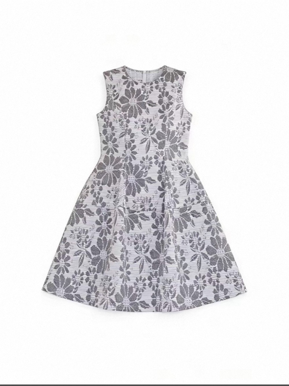 Women  Sleeveless Floral A-Line Party/Wedding Guest Dress - Gray/White